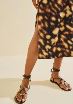 Vestido Midi Instinto Preto/marrom