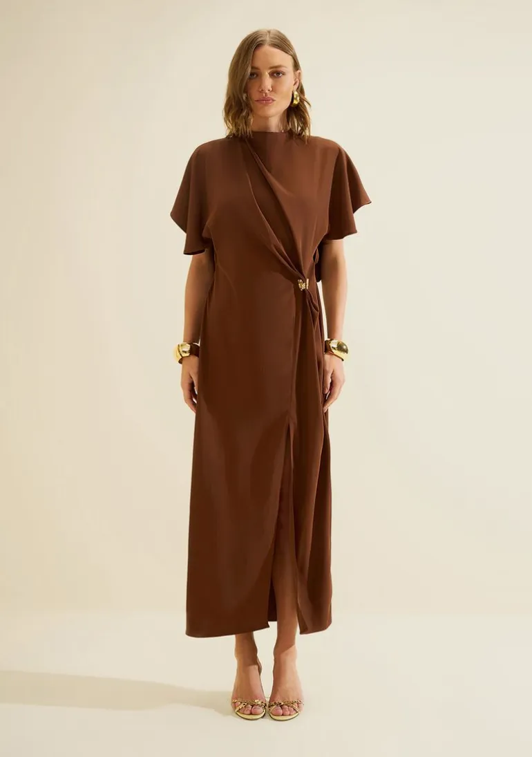 Vestido Midi Moka Marrom