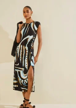 Vestido Midi Náutilo Preto/azul
