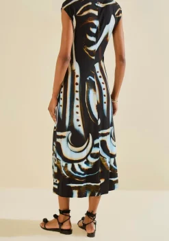 Vestido Midi Náutilo Preto/azul