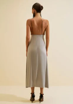 Vestido Midi Renda Élise Cinza
