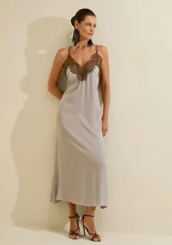 Vestido Midi Renda Élise Cinza