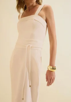 Vestido Midi Traço Bege