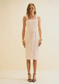 Vestido Midi Traço Bege