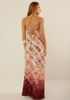 Vestido Morena Rosa Ajustado Decote Costas Sem Manga Longo Rosa