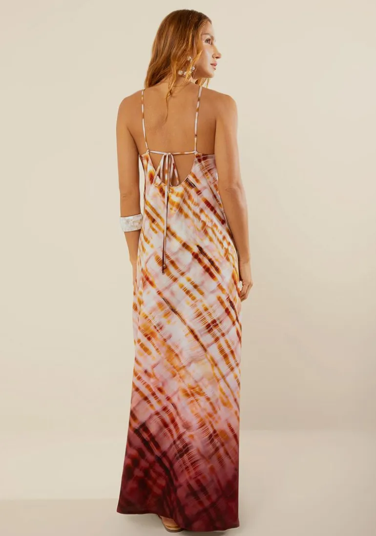 Vestido Morena Rosa Ajustado Decote Costas Sem Manga Longo Rosa