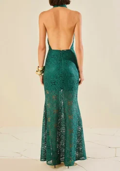 Vestido Morena Rosa Ajustado Cava Francesa Sem Manga Longo Verde