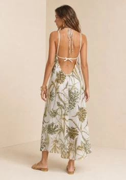 Vestido Morena Rosa Solto Cava Francesa Com Alça Midi Off White