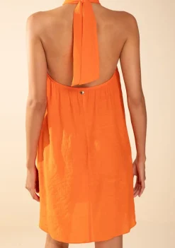 Vestido Morena Rosa Solto Cava Francesa Com Alça Curto Laranja