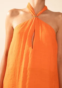 Vestido Morena Rosa Solto Cava Francesa Com Alça Curto Laranja