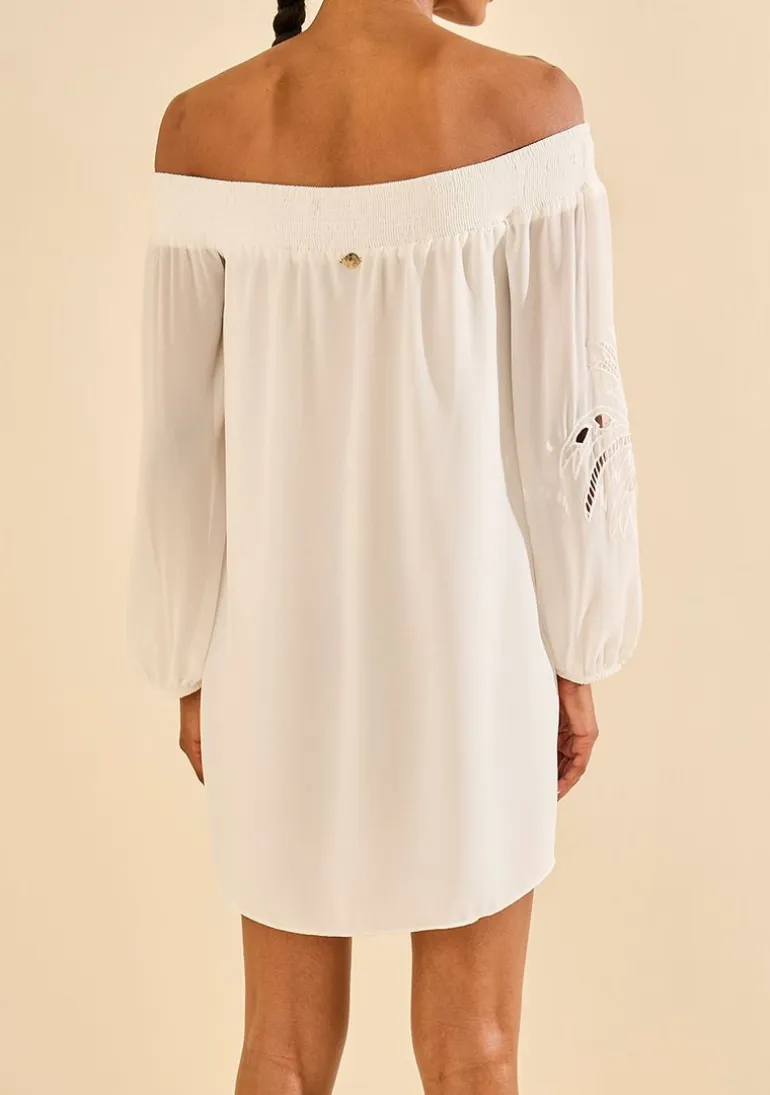 Vestido Ombro a Ombro Tropicalia Off White