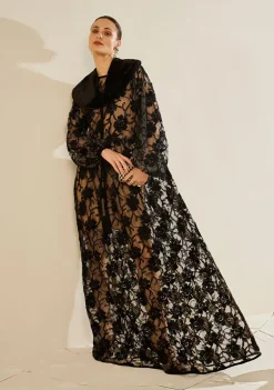 Vestido Solto Decote Careca Manga Longa Longo Preto