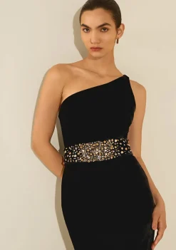 Vestido Um Ombro Só Hematita Preto