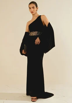Vestido Um Ombro Só Hematita Preto