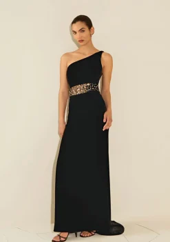 Vestido Um Ombro Só Hematita Preto