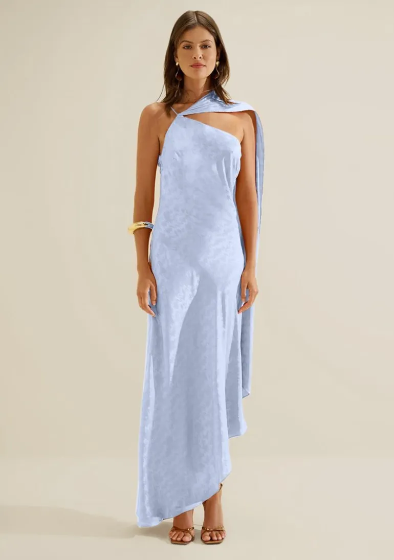 Vestido Um Ombro Só Lumina Azul