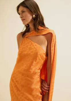 Vestido Um Ombro Só Lumina Laranja