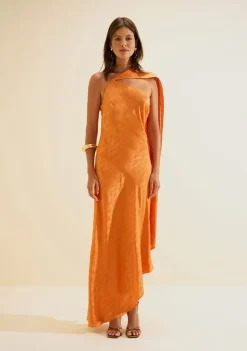 Vestido Um Ombro Só Lumina Laranja