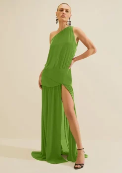 Vestido Um Ombro Só Rubra Verde