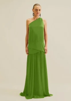 Vestido Um Ombro Só Rubra Verde