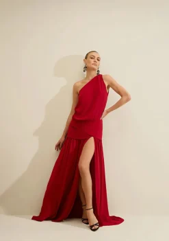 Vestido Um Ombro Só Rubra Vermelho