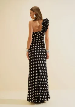Vestido Um Ombro Só Sonata Preto/branco